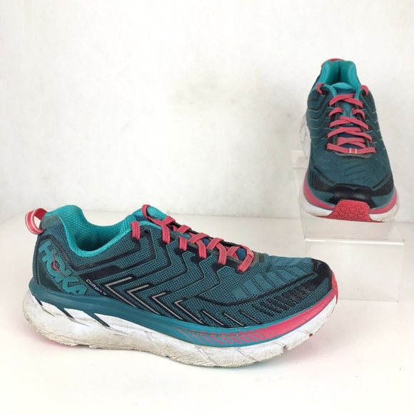 Hoka Shoes - Hoka One One Women's Size 9.5 Clifton 4 Road Running Blue Black Pink Sneakers